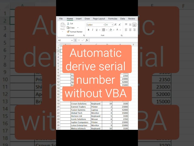 Automacally derive serial numbers without VBA