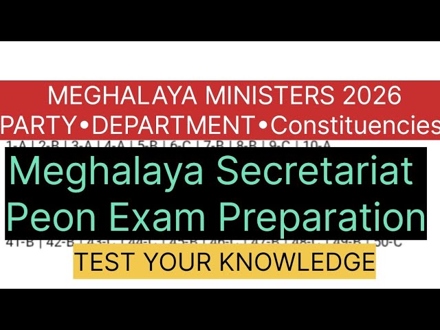 Meghalaya Ministers 2026 | Departments, Parties & Constituencies | Complete Meghalaya GK | MPSC