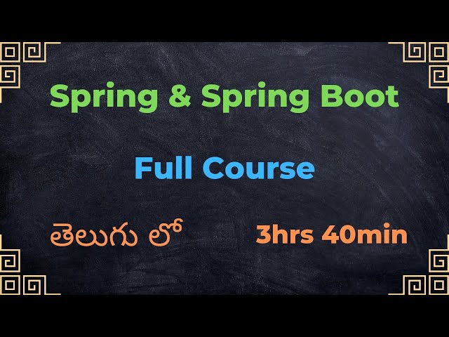 Spring Boot full course in Telugu //spring framework full course// Easy Learning Channel