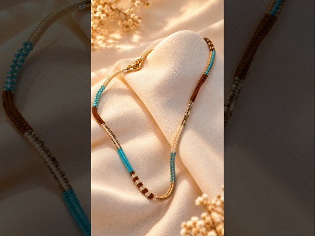 Handmade Beaded Necklace 🤎🩵 | Turquoise & Neutral Beadwork