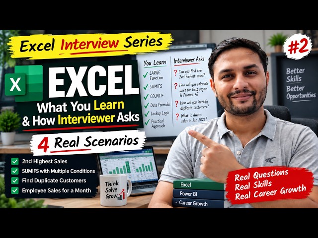 Excel Interview Series #2 | Most Asked Excel Interview Questions | 4 Practical Scenarios covered