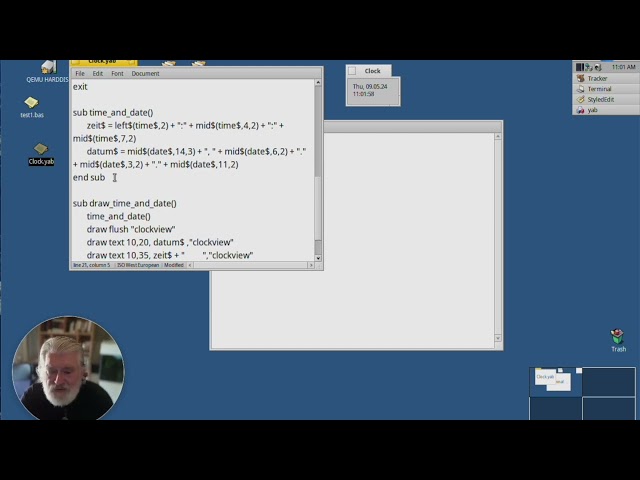 Yab  Programming  - Lesson 6 -- The Clock Example Program