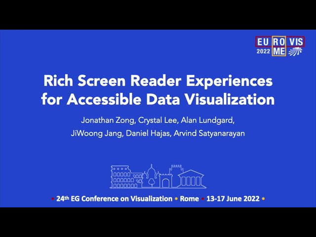EuroVis 2022 Talk, Rich Screen Reader Experiences for Accessible Data Visualization