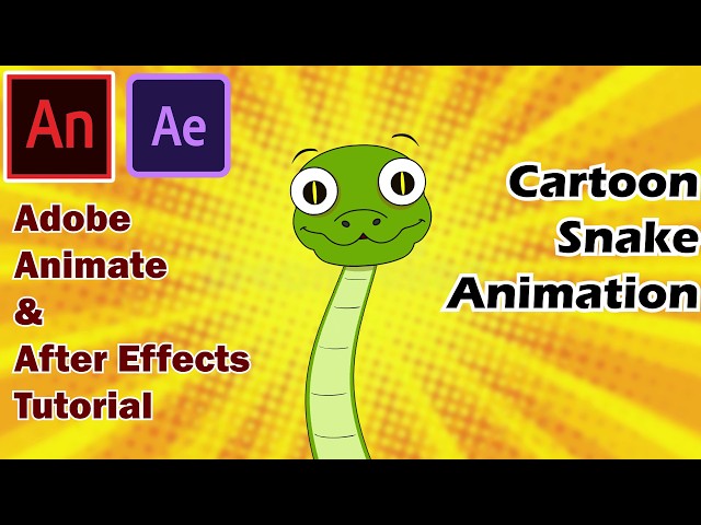 Cartoon Snake Animation Tutorial | Using Adobe Animate & After Effects | 2D Animation Tutorial
