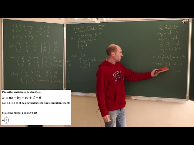 Intersection of 3 planes: Gauss's method, simply indeterminate systems and the book analogy.