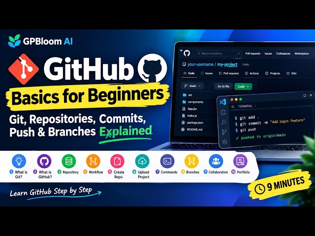 🐙 Git & GitHub Basics for Beginners | Commands, Commits, Push & Branches