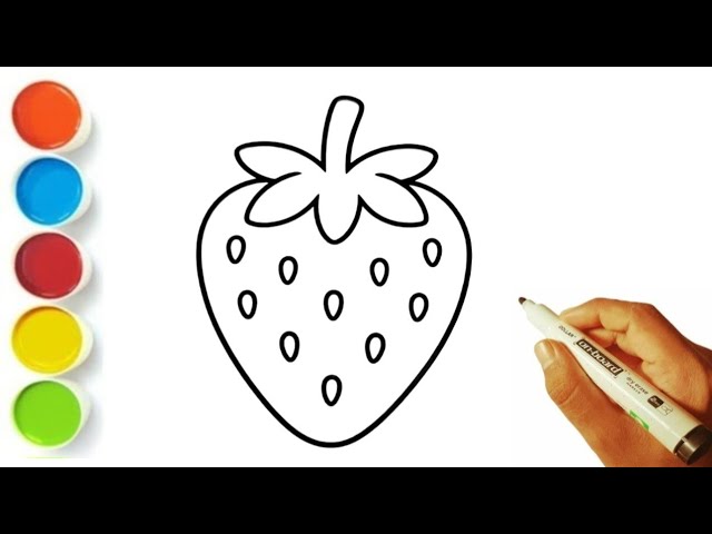Strawberry 🍓 drawing easy painting and colouring 