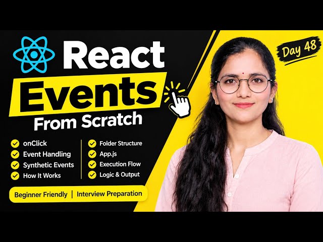 React Events Explained 🔥 | onClick, Event Handling & Synthetic Events | React JS Day 48