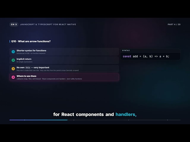 Arrow Functions, Spread & Rest in JavaScript | React Native Interview (3.4)