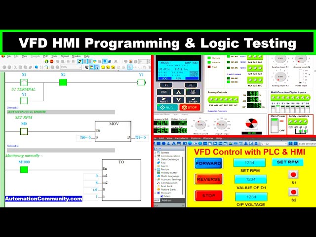 VFD HMI Programming and PLC Logic Testing with Simulator