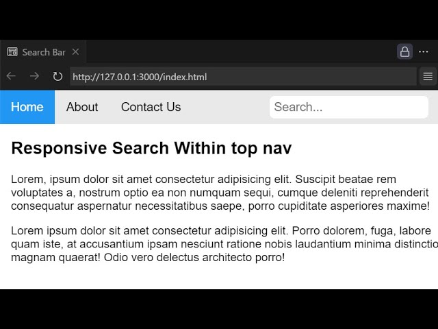 Make First Nav bar with search bar using only html and css