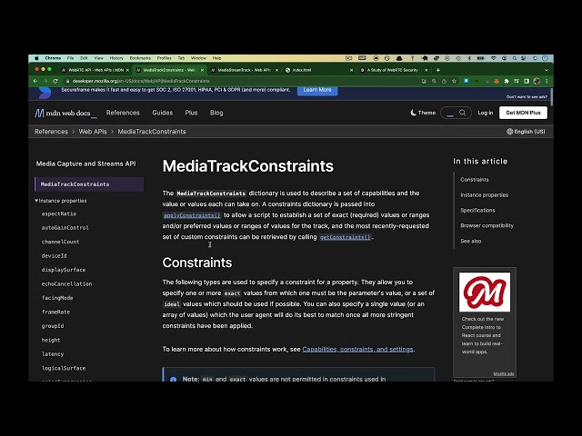 Introduction to WebRTC #8 - WebRTC Constraints overview