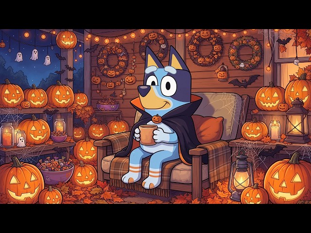 Bluey’s Halloween Cozy Evening 🎃🍂  Pumpkin Glow, Spooky Decorations & Relaxing Lofi Music