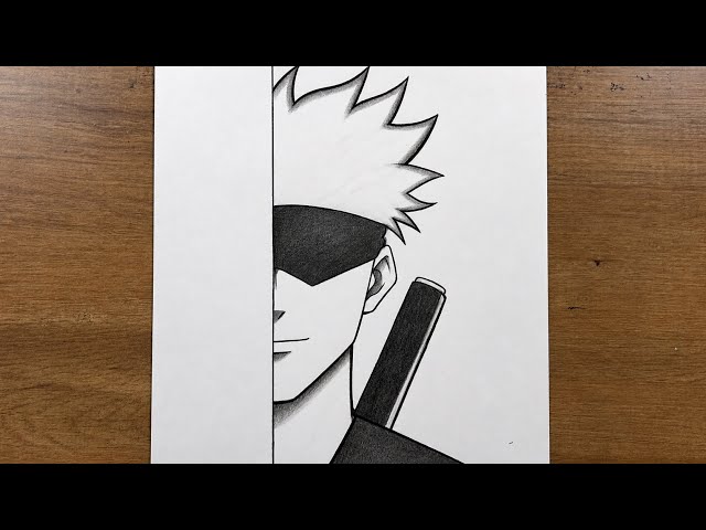How to Draw Gojo Satoru Half Face | Easy Step-by-Step Anime Drawing
