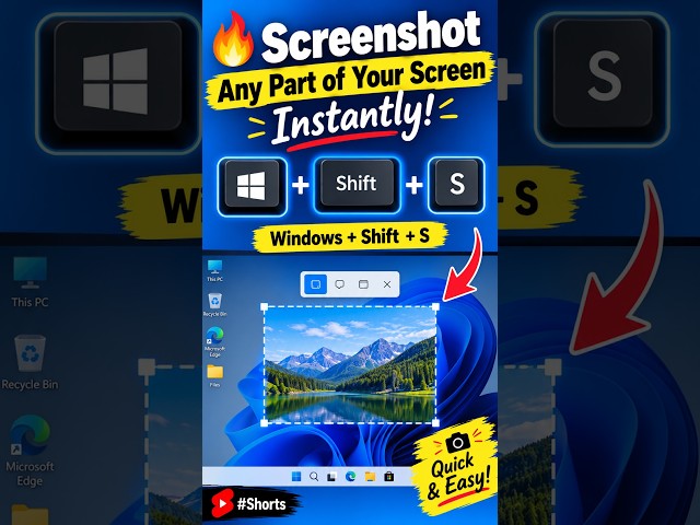🔥Screenshot Any Part of Your Screen Instantly! 🖥️📸 Windows + Shift + S #Shorts
