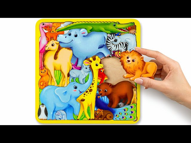 Wooden Animal Puzzles, Color Sorting & Drawing Farm Animals 🧩🎨