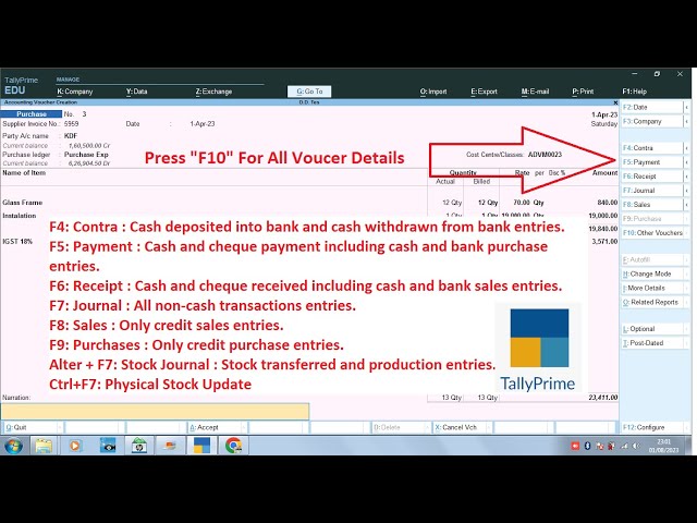 How many Vouchers Type are there in Tally prime? with Definition & Practical usage basic level 2023