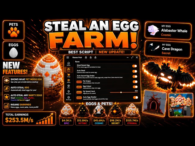 STEAL AN EGG SCRIPT - AUTO STEAL BEST EGG, EGG ESP, AUTO SNIPE EGG, AUTO SNIPE PETS (PASTEBIN)