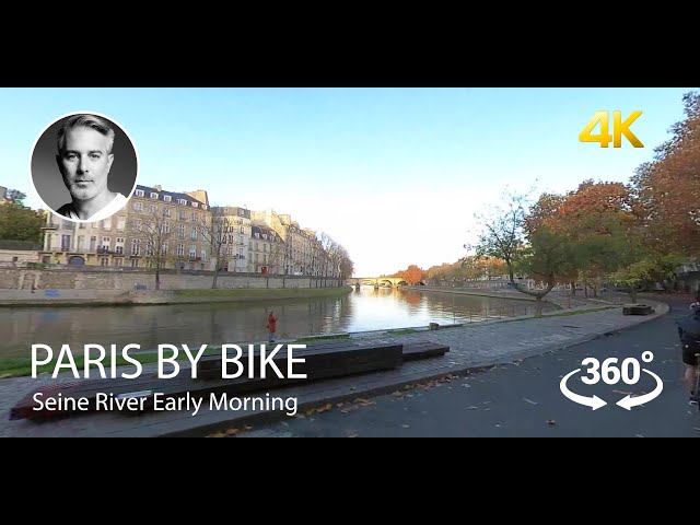 🇫🇷 Paris by bike, 4K, 360°, Seine River Early Morning, Come ride with me...