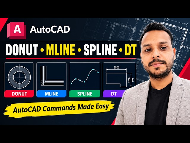AutoCAD: DONUT, MLINE, SPLINE & DT Commands | Easy Tutorial for Beginners