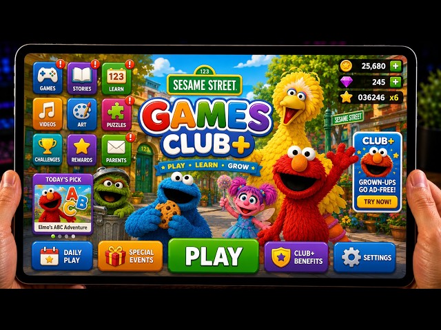Sesame Street Games Club+ - Playing on iPad Pro - Latest Update Gameplay Walkthrough (iOS,iPadOS)