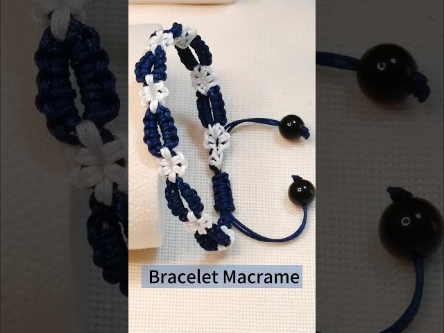 DIY Blue White Flower Bracelet Macrame, beginner friendly#macrametutorial #diy #claybracelet