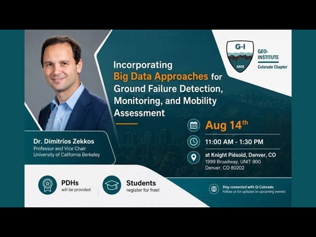 Colorado Chapter Lecture Series: Dimitrios Zekkos: Big Data Approaches for Ground Failure Detection