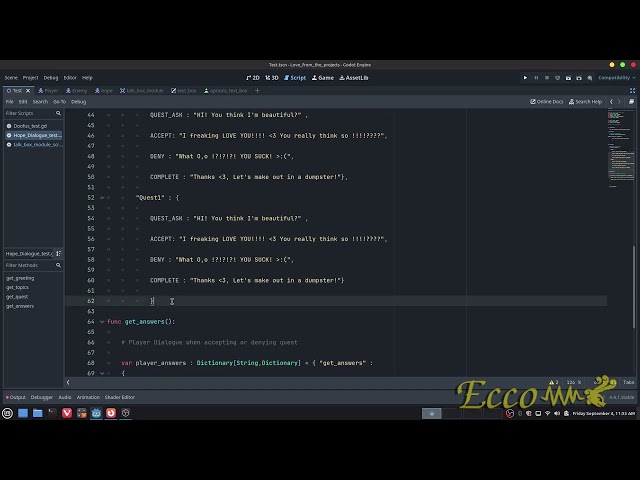 Ecco Sessions | Working on a Dialogue system pt.6