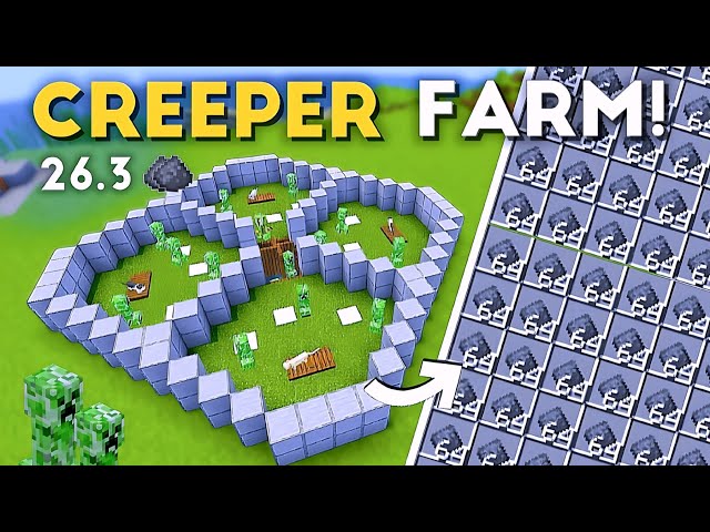 EASIEST CREEPER FARM Minecraft Java 26.3! | 2100+ Gunpowder Per Hour