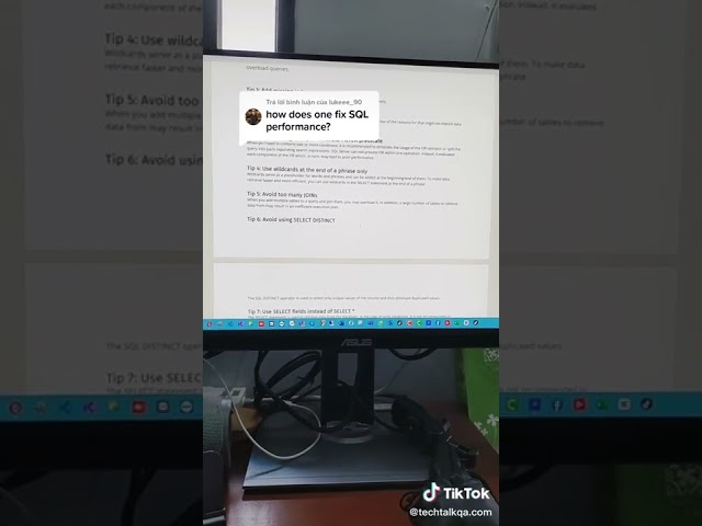 TechTalk Q&A - IMPROVE SQL PERFORMANCE.