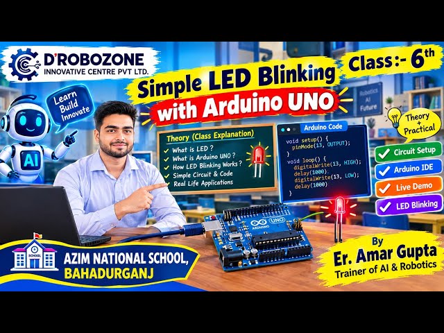 Simple LED Blinking with Arduino UNO | Class 6 Robotics Project | Step-by-Step Tutorial 💡🤖#AI
