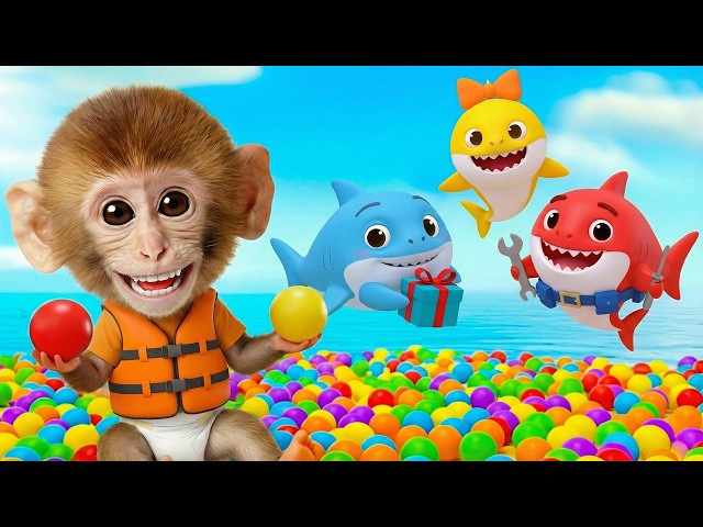 Baby Shark | Learn Colors with Colorful BALLS | Gumball Machine for Kids | RooRoo Monkey Kids Songs