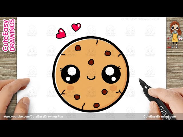 How to Draw Cute Choco Chip Cookies – Easy Step-by-Step Drawing for Kids & Toddlers