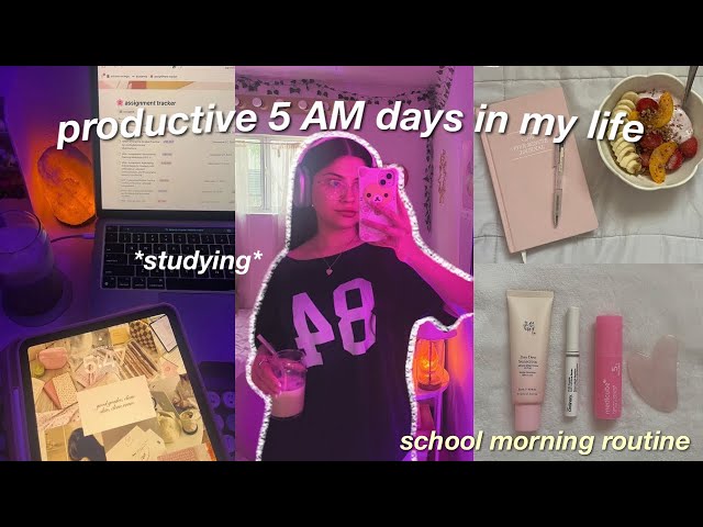 study vlog: 5am morning routine, *online* school, & get productive with me!