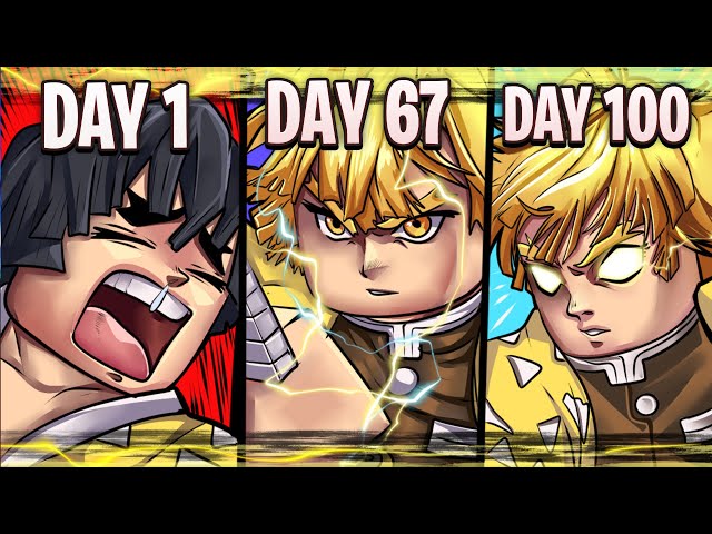 Spending 100 Days As ZENITSU AGATSUMA In PROJECT SLAYERS...