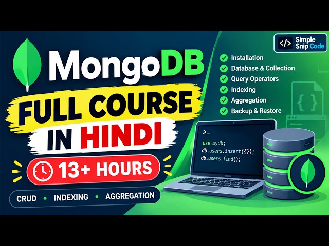 MongoDB Full Course in Hindi | Beginner to Advanced Tutorial (13+ Hours)