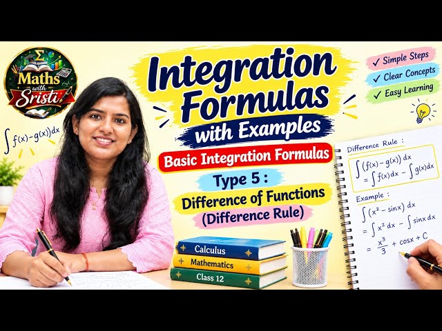 Type 5: Difference of Functions(Difference Rule)🔥 Integration Formulas with Examples#maths