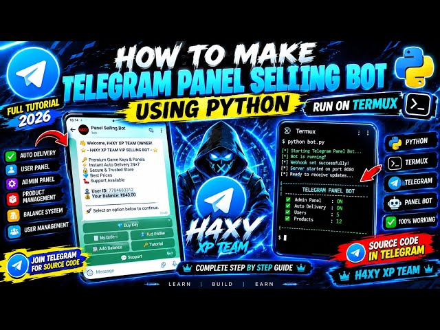 How To Make Telegram Panel Selling Bot Using Python | Run Bot On Termux | Full Tutorial 2026