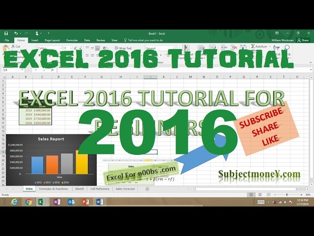Microsoft Excel 2016 Tutorial for Beginners Part 1 Full Intro Learn How to Use Excel 2016