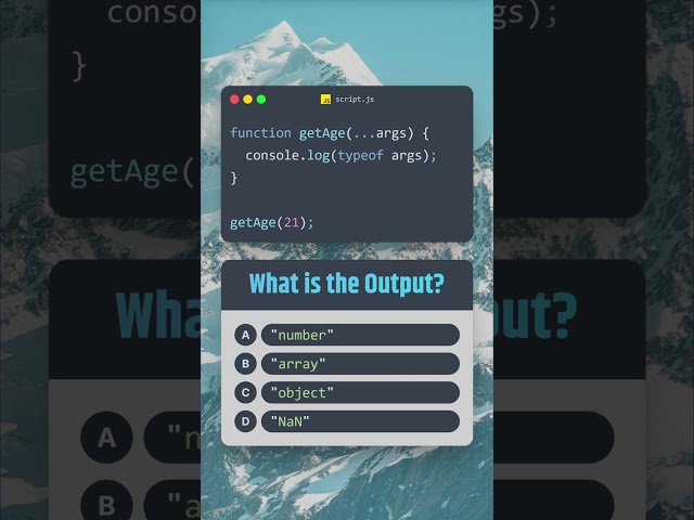 JavaScript `typeof` quiz: Can you guess the output? 🤔💡 #JavaScript #CodingQuiz #JS