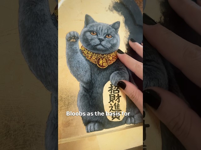 Lucky cat painting in process! 🐱 🖼️ 🎨 #art #shorts #cat #luckycat