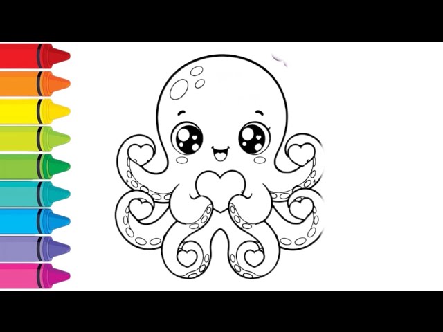 How to draw a octopus for kids | how to make octopus drawing | easy with colour 🐙