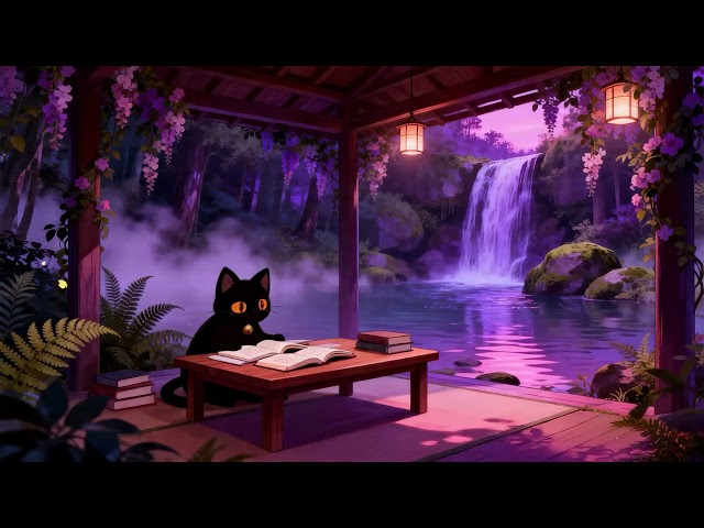 Chill Study Cat 🐈 Lofi Cat | Relaxing Lofi for Focus [Soft Glow & Misty River Ambience]