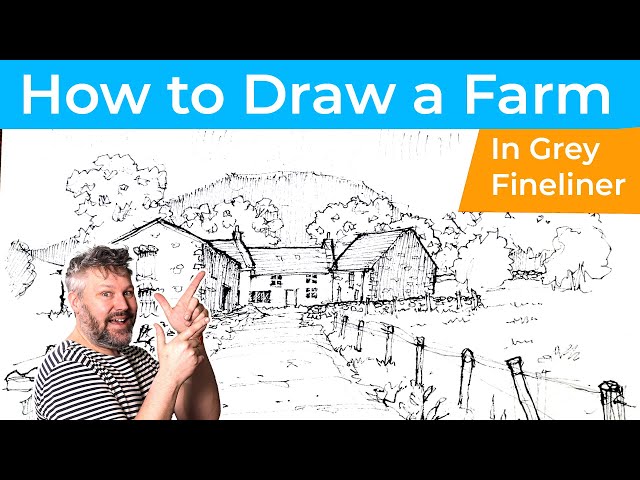Sketching with Grey Fineliner - Drawing a Lake District Farm