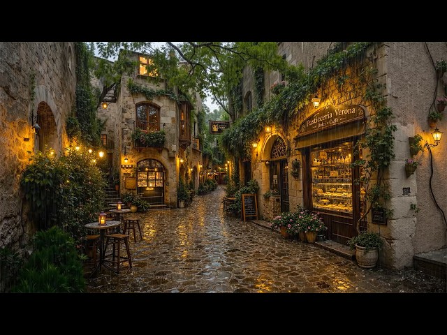 Secret Bakery Café in a Rainy Ancient Village Alley 🌧️Cozy Jazz Ambience for Deep Relax | Rain Sound
