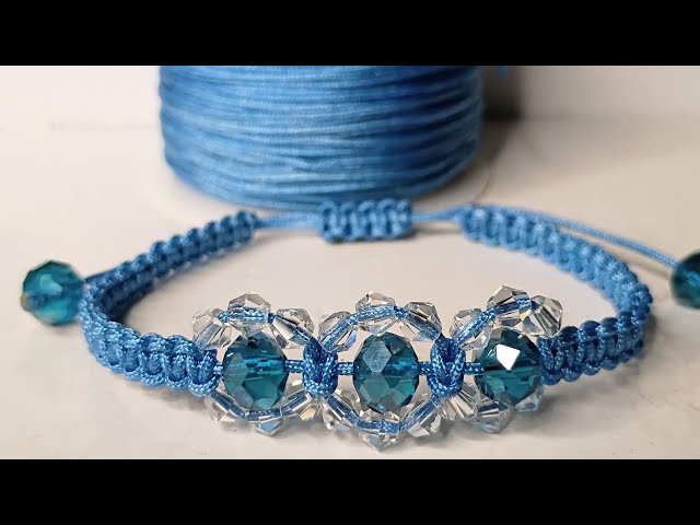How to make a crystal and thread bracelet