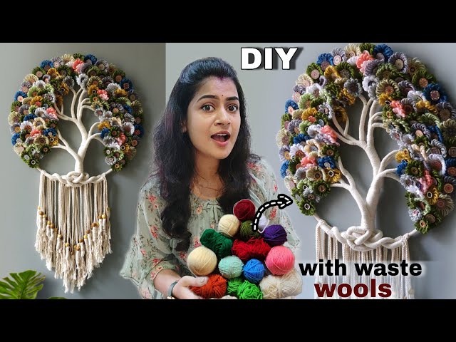 Waste Wool Macrame Tree of life Dream catchers ASMR | Trash to treasure home decor