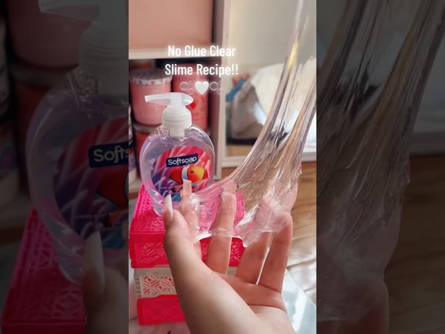 NO GLUE Clear Slime!? 🫧🤍 #slime #shorts