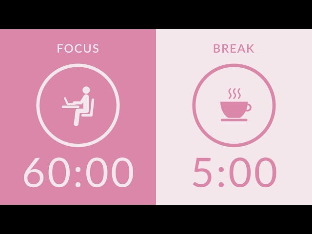 60/5 Pomodoro Timer with Pink Noise 🎧 4-Hour Study with Me for Deep Focus & ADHD ✨