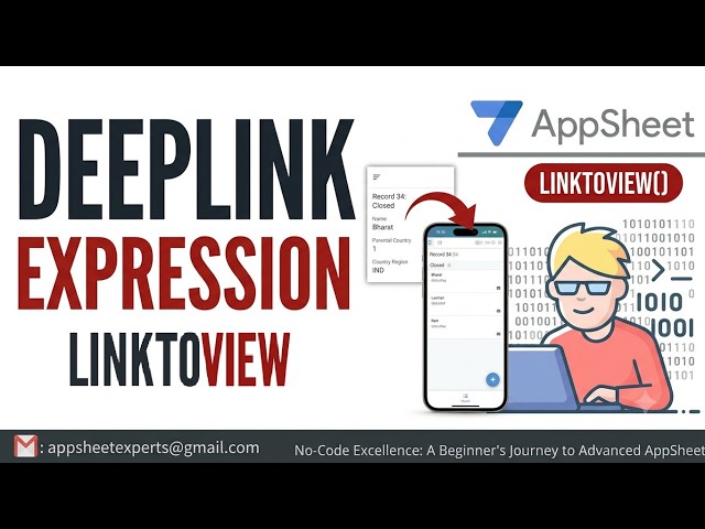 AppSheet tutorials | Deeplink expressions LINKTOVIEW() | AppSheet for Beginners | #appsheet